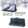 For Samsung Galaxy A02 / M02 Line Splicing Buckle Retro Leather Phone Case(Dark Blue)