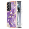 For Samsung Galaxy S25 Ultra 5G Electroplating Marble IMD TPU Phone Case with Ring Holder(Purple 002)