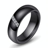 Simple Nano Ceramic Ring Trend Titanium Steel with Zircon Rings, Ring Size:8(Black)