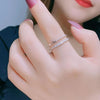 2 PCS J330 Crown Double Layer Open Adjustable Ladies Ring(White Gold)