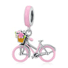 S925 Sterling Silver Pink Bicycle Pendant DIY Bracelet Necklace Accessories