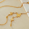 OPK GX2440 Butterfly Tassel Necklace Stainless Steel Chain(Gold)