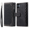 For Samsung Galaxy A06 5G / 4G Grid Texture Zipper Leather Phone Case with Lanyard(Black)