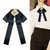Ladies Retro Style Cloth Fabric Pearl Diamond Brooch Bow Tie Bow Clothing Accessories, Style:Pin Buckle Version(Black)