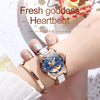 JIN SHI DUN 8831 Women Fashion Diamond Hollowed Waterproof Ceramic Mechanical Watch(Blue)