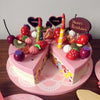 Wooden Strawberry Double-Layer Birthday Cake Children Educational Role-Playing Toy(Pink)