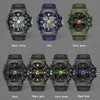 SANDA 6025 Dual Time Digital Display Luminous Calendar Waterproof Multifunctional Men Sports Quartz Watch(Black White)