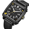 BAOGELA 6763G Square Dial Leather Strap Clock Calendar Mechanical Watch For Men(Black)