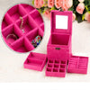 Suede Inner Three-layer Jewelry Box, Size: 14x14x14cm(Pink)