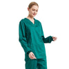Women Scrub Pet Dental Work Clothes Long-sleeved Top + Pants Set, Size: S(Dark Green)