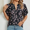 Women V-neck Loose Short-sleeved Printed T-shirt Top, Size: M(Cherry Blossom)