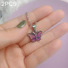 2 PCS Alloy Temperature Sensitive Discoloration Necklace Jewelry(Bone Butterfly)