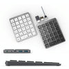 N970 Pro Dual Modes Aluminum Alloy Rechargeable Wireless Bluetooth Numeric Keyboard with USB HUB (Silver)