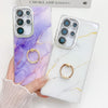 For Samsung Galaxy S24 FE 5G Electroplated Marble Texture Ring Holder Phone Case(Red S7)