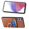 For Samsung Galaxy S25 5G Carbon Fiber Card Wallet Ring Phone Case(Brown)