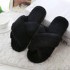 Cross Warm Plush Women Slippers, Size:38(Black)