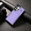For Samsung Galaxy S23 Ultra 5G Three Fold Card Bag Phone Case with Long Lanyard(Purple)