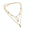 Versatile Round Beads Tassel Collarbone Chain Diamonds Eight-Pointed Star Moon Pendant Necklace(Gold)