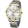 OLEVS 9946 Men Diamond Roman Scale Waterproof Quartz Watch(White + Gold)