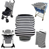 Multifunctional Enlarged Stroller Windshield Breastfeeding Towel Baby Seat Cover(Gray Pattern)
