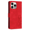 For iPhone 13 Pro Tulips Embossed Leather Phone Case with Lanyard(Red)
