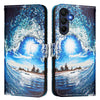 For Samsung Galaxy A26 5G Colored Drawing Pattern Plain Weave Leather Phone Case(Waves And Sun)