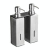 Hotel Stainless Steel Soap Dispenser Home Wall Mounted No Punch Press To Soap Bottle, Style: Square 2 Barrel