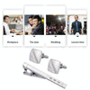 Plain Diamond Shiny Brushed Cufflinks Tie Clip Set(Silver)