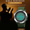 SKMEI 1728 Muslim Worships Watch Multifunctional Reminder Prayer Direction Compatriots Watch, Style:Steel Circle Edition(Black Black Machine)