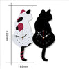 42x18cm Home Office Bedroom Decoration Battery Operated Cat Shaped Wall Clock with Swinging Tails(Black)