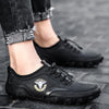 Spring And Summer Men Casual Octopus Peas Lazy Shoes Breathable Leather Shoes, Size: 48(Black)
