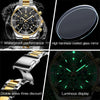 OLEVS 2870 Men Multifunctional Chronograph Three Eyes Waterproof Quartz Watch(Black + Gold)