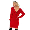 Women Sexy Package Hip Long Knitted Backless Twisted Knot Dress, Size: XL(Red)