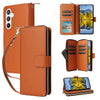 For Samsung Galaxy A54 Nine-card Slots Zipper Wallet Bag Leather Phone Case(Brown)