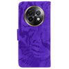 For Realme 13+ Global Tiger Embossing Pattern Flip Leather Phone Case(Purple)