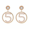 Women Simple Metal Braided Hollow Ring Earrings Personality Number 5 Pearl Earrings(gold)