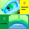 Sunshade and Sunscreen Baby Swimming Ring Car Boat Shape Inflatable Swimming Ring with Horn(Light Blue + Green)
