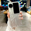 For OPPO Find N3 Flip Silver Edge PC Folding Phone Case(Feather Yarn)