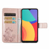 For Alcatel 1S 2021 Four-leaf Clasp Embossed Buckle Mobile Phone Protection Leather Case with Lanyard & Card Slot & Wallet & Bracket Function(Rose Gold)