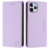 For iPhone 11 Pro RC01 Dual-Folded Magnetic Suction RFID Leather Phone Case(Light Purple)