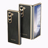 For Samsung Galaxy Z Fold6 Integrated Gold Wire Silver Brocade Plating Phone Case(Black)