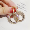 Rhinestone Crystal Earrings Round Earrings for Woman(Gold)