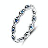 Zircon Lucky Eye Sterling Silver S925 Ring, Size: No.9(Oxidized Silver)