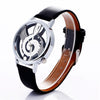 Musical Notation Shaped Dial Leather Belt Quartz Watch for Women / Men(Black)
