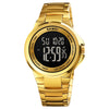 SKMEI 1712 Dual Time LED Digital Display Luminous Stainless Steel Strap Electronic Watch(Gold and Black)