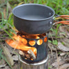 Outdoor Hiking Camping Wood Stove Set With Cutlery(Fruit Green Handle)