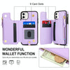 For iPhone 11 Double Flap Zipper RFID Leather Phone Case with Short Lanyard(Light Purple)