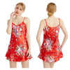 V-neck Backless Daffodils Short Sling Nightdress, Size:XL(Red)