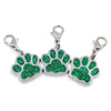 10 Dark Green Enamel Paw Print Charms - Jewellery Making