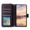 For Samsung Galaxy A55 Nine-card Slots Zipper Wallet Bag Leather Phone Case(Dark Purple)